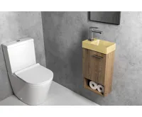 SAPHO PICCOLINO betonové umývátko 30,8x17cm, baterie vlevo, žlutá mat (7)