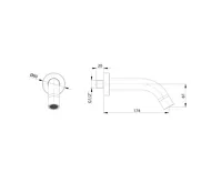 SAPHO Nástěnná výtoková hubice, kulatá, 174mm, zlato mat (2)