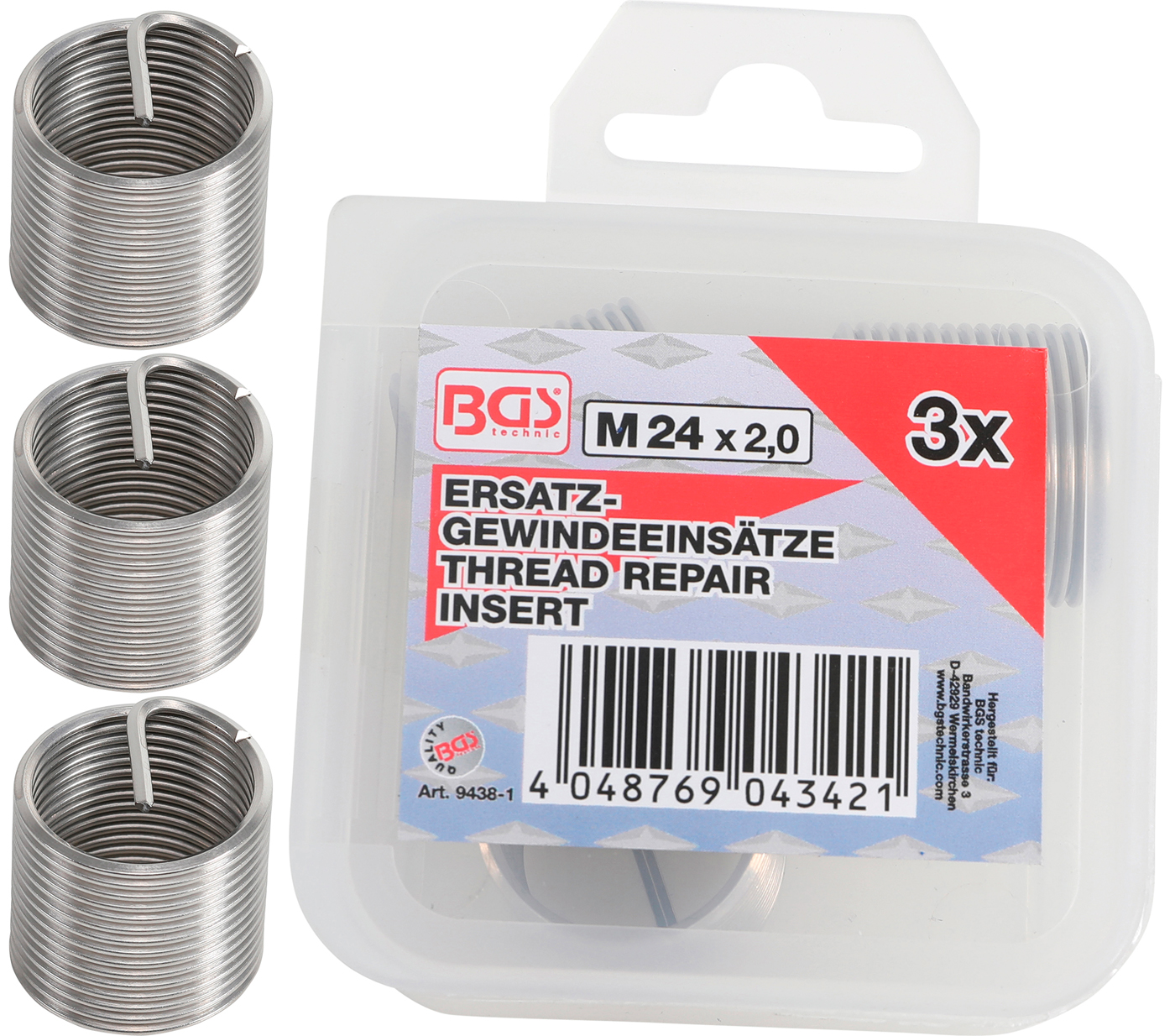Bgs vložky náhradní m24 x 2,0; 3 ks