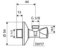 Schell Sanland rohový ventil vřetenový se sítkem 1/2" x 3/8" bez matky (1)
