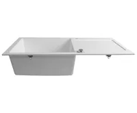 SAPHO Granitový vestavný dřez s odkapem, 97x50cm, bílá (4)