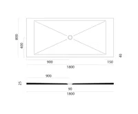 GSI Keramická sprchová vanička, obdélník 180x80x2cm, bílá mat (4)