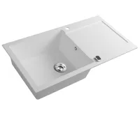 SAPHO Granitový vestavný dřez s odkapem, 97x50cm, bílá (3)