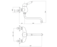 SAPHO KIRKÉ BLACK nástěnná baterie, černá páčka, bronz (2)