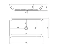 SAPHO BLOK kamenné umyvadlo na desku, 60x35cm, matný černý Marquin (7)
