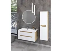 SAPHO WAVE skříňka vysoká 35x140x30cm, levá/pravá, bílá/dub alabama (4)