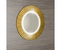 SAPHO PRIDE STRIP kulaté zrcadlo s LED osvětlením v rámu ø 75cm, zlato (3)