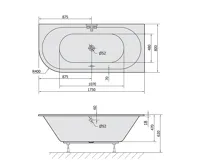 POLYSAN VIVA R SLIM asymetrická vana 175x80x47cm, bílá (5)