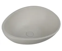 SAPHO PUNC betonové umyvadlo na desku, včetně výpusti, 53x39cm, bílý pískovec SAPHO PUNC betonové umyvadlo na desku, včetně výpusti, 53x39cm, bílý pískovec