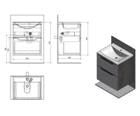 SAPHO WAVE umyvadlová skříňka 60x65x47,8cm, bílá/dub alabama (2)