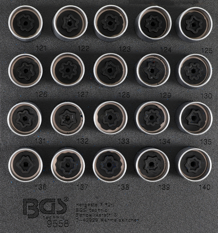 Bgs hlavice zástrčná pro bezpečnostní šrouby ráfků pro opel, vauxhall (version c), 20 pcs.