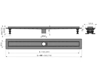 ALCAPLAST Podlahový žlab s okrajem pro perforovaný rošt nebo vložení dlažby, bez zápachové uzávěry  APZ2012-650 (1)
