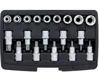 BGS Hlavice zástrčné T-profil T20-T70 + hlavice nástrčné 1/2&quot; E-profil, sada 19 dílů