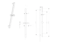 SAPHO Sprchová tyč, posuvný držák, hranatá, 680mm, ABS/zlato mat (5)