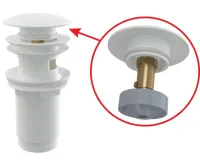 ALCAPLAST Výpust umyvadlová CLICK/CLACK 5/4&quot; celokovová s přepadem, velká zátka bílá A392B
