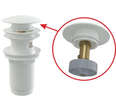 ALCAPLAST Výpust umyvadlová CLICK/CLACK G 5/4" s přepadem, velká zátka, kov, bílá-lesk A392B