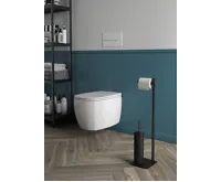 GEDY ARTU stojan s držákem na toaletní papír a WC štětkou, hranatý, černá mat (3)