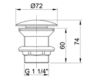 SAPHO MINIMAL umyvadlová výpust 5/4“, neuzavíratelná, velká krytka, tl.30-60mm, nerez mat (2)