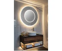 SAPHO PRIDE STRIP kulaté zrcadlo s LED osvětlením v rámu ø 90cm, stříbrná (5)