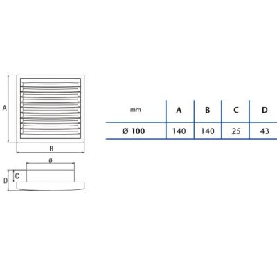 CATA Venkovní mřížka k ventilátoru B-10 - trvale otevřena