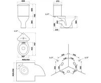AQUALINE CLIFTON rohové WC kombi, dvojtlačítko 3/6l, zadní/spodní odpad, bílá (8)
