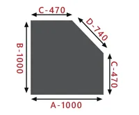 HS Flamingo Sklo pod kamna - Pětihran 1000x1000 mm / 8 mm (1)