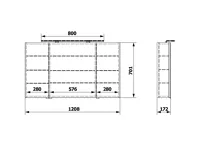 SAPHO RIWA galerka s LED osvětlením, 3x dvířka, 121x70x17cm, bílá lesk (7)