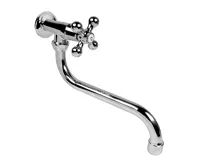 Umyvadlový kohoutek nástěnný, Retro Viktorie, s ramínkem otočným ø 18 mm - 200 mm, chrom