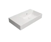 GSI KUBE X keramické umyvadlo 80x47cm, s odkládací plochou vlevo, bez otvoru, bílá mat