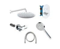 Sprchová sada s termostatickou podomítkovou tlačítkovou baterií - 2-cestná - oválný kryt (1)