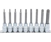 BGS Sada nástrčných hlavic,  12,5 mm (1/2&quot;),  T-profil (pro Torx) s otvorem,  9dílná