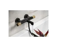 SAPHO SOLARIS nástěnná vanová termostatická baterie, černá/zlato mat (1)