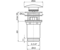ALCAPLAST Výpust umyvadlová CLICK/CLACK 5/4" celokovová s přepadem, velká zátka bílá A392B (1)