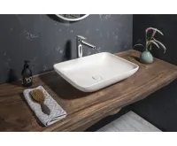 SAPHO INFRANE betonové umyvadlo na desku, včetně výpusti, 57x37cm, bílý pískovec (3)