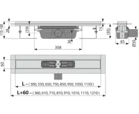 ALCAPLAST Sprchový liniový žlab nerezový, s okrajem, pro plný rošt, délka 850 mm APZ6-850 (1)