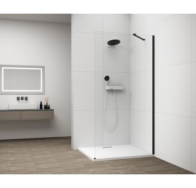 POLYSAN ESCA BLACK MATT jednodílná sprchová zástěna k instalaci ke stěně, sklo čiré, 1000 mm