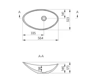 SAPHO ROSSETA umyvadlo na desku, litý mramor, 56,4x32,3cm, bílá (5)