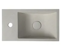 SAPHO CREST L betonové umývátko, nástěnné, včetně výpusti, 40x22cm, bílý pískovec (5)