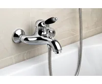 SAPHO KIRKÉ BLACK nástěnná vanová baterie, černá páčka, chrom (3)