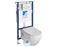 BRILLA závěsné WC Rimless bílá s podomítkovou nádržkou a tlačítkem Schwab, bílá BRILLA závěsné WC Rimless bílá s podomítkovou nádržkou a tlačítkem Schwab, bílá