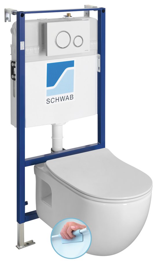 Brilla závěsné wc rimless bílá s podomítkovou nádržkou a tlačítkem schwab, bílá