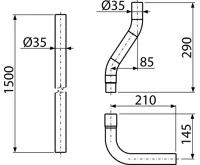 ALCAPLAST Trubice splachovací komplet DN35 A950 (1)