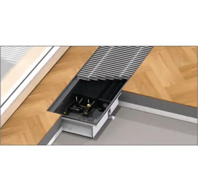 BOKI InFloor Podlahový konvektor F1P  90/180-3500mm - pozink S ventilátorem