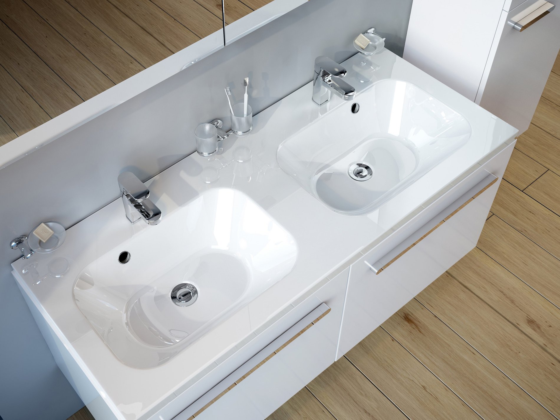 Ravak dvojumyvadlo chrome 1200 white s přepadem
