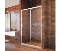 LIMA Sprchové dveře, dvoudílné, zasunovací, 100 cm, chrom ALU, sklo Čiré (1)