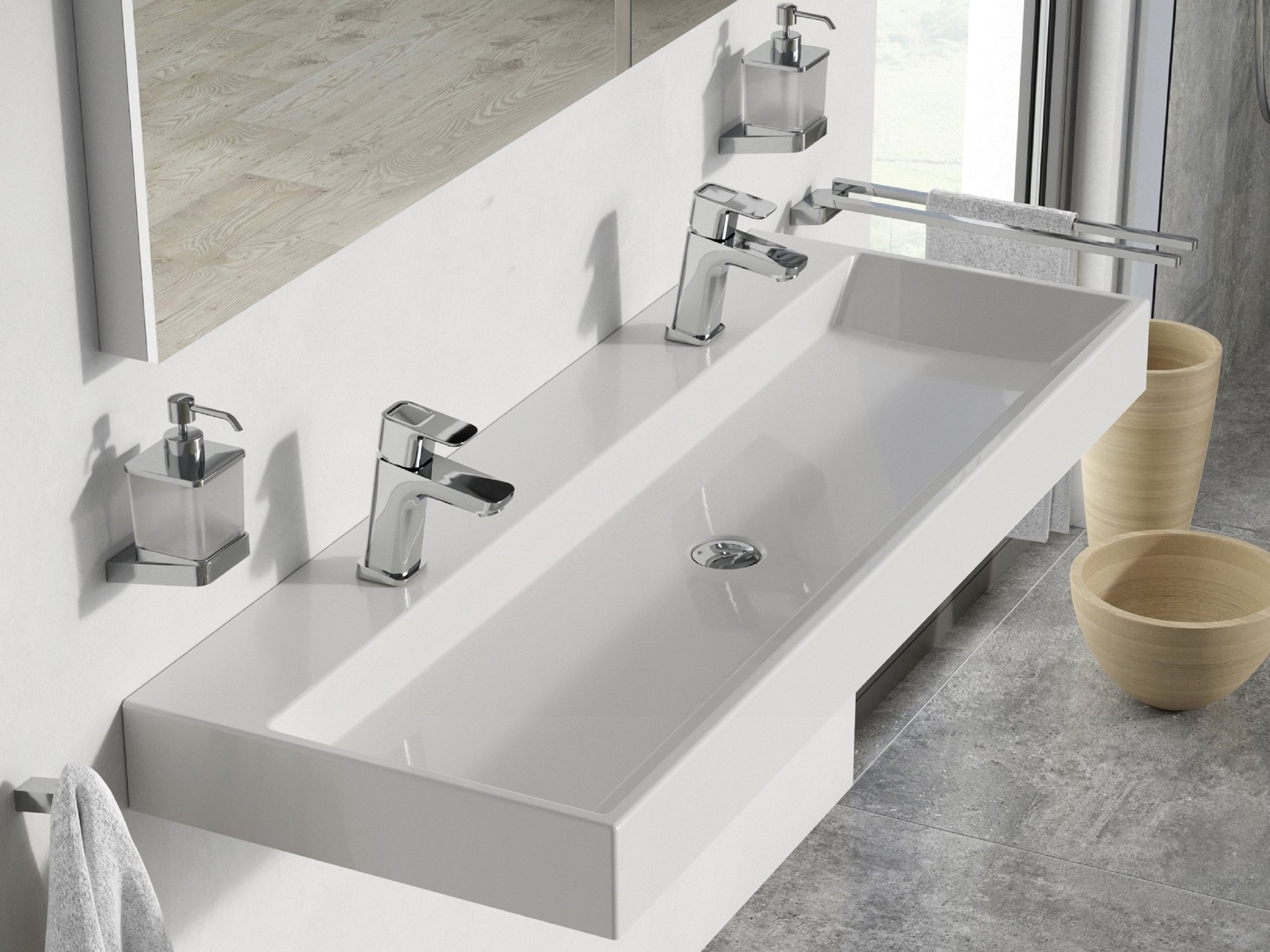 Ravak umyvadlo natural duo 1200 white bez přepadu s otvorem