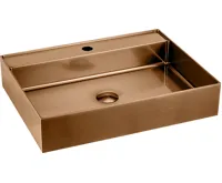 SAPHO AURUM nerezové nástěnné umyvadlo, 55x42cm, včetně výpusti, měď mat