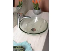 SAPHO RIPPLE skleněné umyvadlo na desku Ø 42cm, čirá s motivem (4)