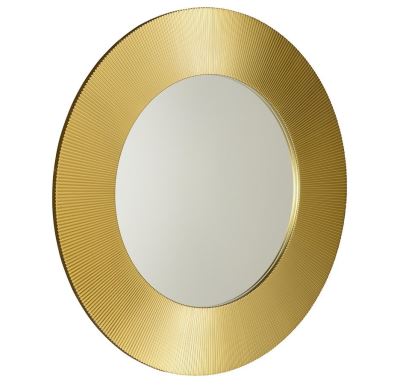 SAPHO SUNBEAM kulaté zrcadlo v dřevěném rámu ø 90cm, zlatá