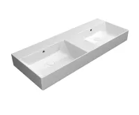 GSI KUBE X keramické dvojumyvadlo 120x47cm, broušená spodní hrana, bez otvoru, bílá ExtraGlaze